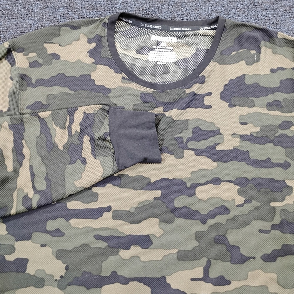 Duluth Trading Go Buck Naked Shirt Mens 2XL Camo Long Sleeve Nylon Performance